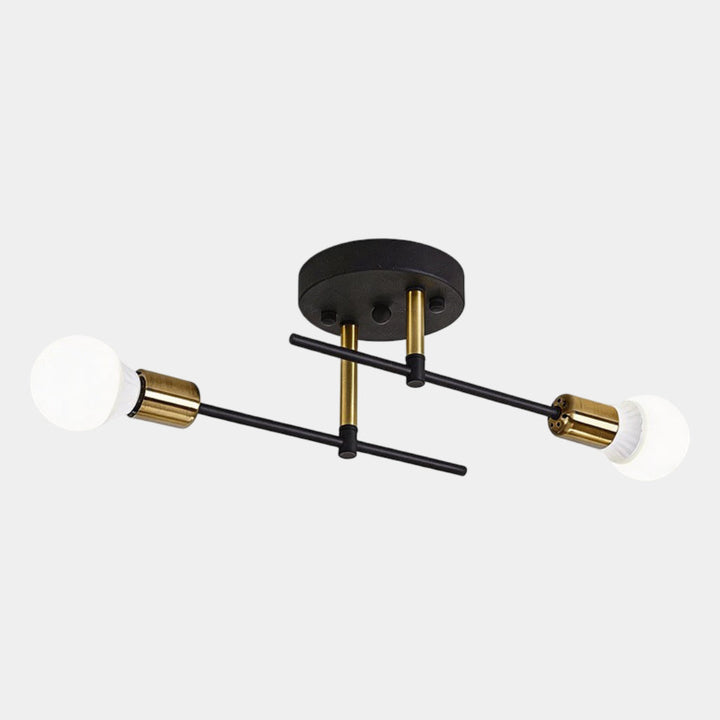 Contemporary 2-Light Ceiling Fixture | Black and Gold Flush Mount Light