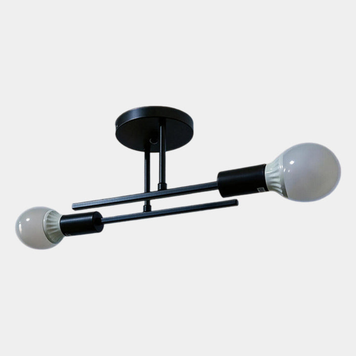 Contemporary 2-Light Ceiling Fixture | Black and Gold Flush Mount Light