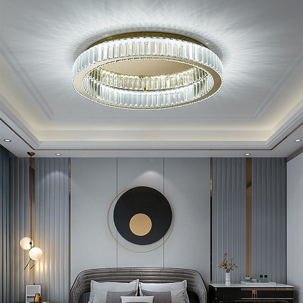 Elegant Round Crystal Ceiling Light with Gold Finish