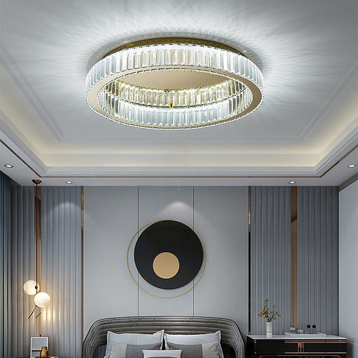 Elegant Round Crystal Ceiling Light with Gold Finish