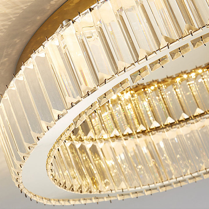 Elegant Round Crystal Ceiling Light with Gold Finish