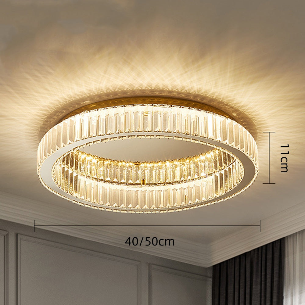 Elegant Round Crystal Ceiling Light with Gold Finish