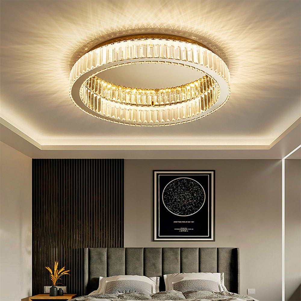 Elegant Round Crystal Ceiling Light with Gold Finish