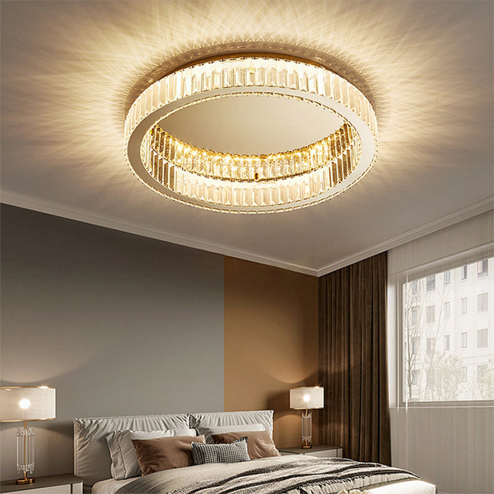 Elegant Round Crystal Ceiling Light with Gold Finish