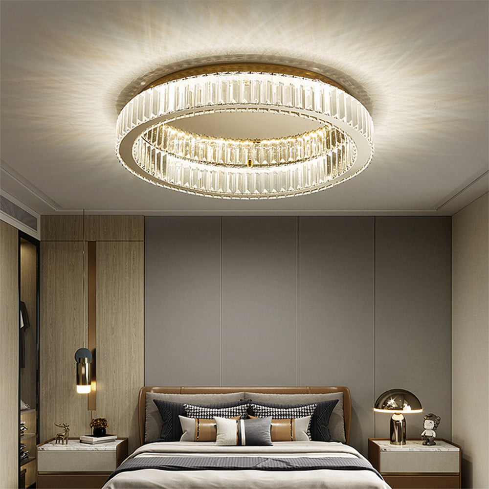 Elegant Round Crystal Ceiling Light with Gold Finish