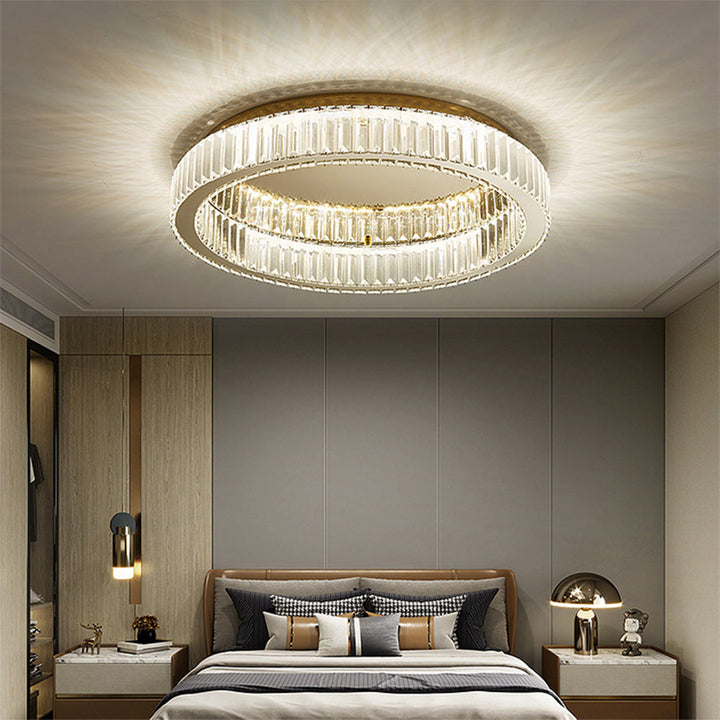 Elegant Round Crystal Ceiling Light with Gold Finish