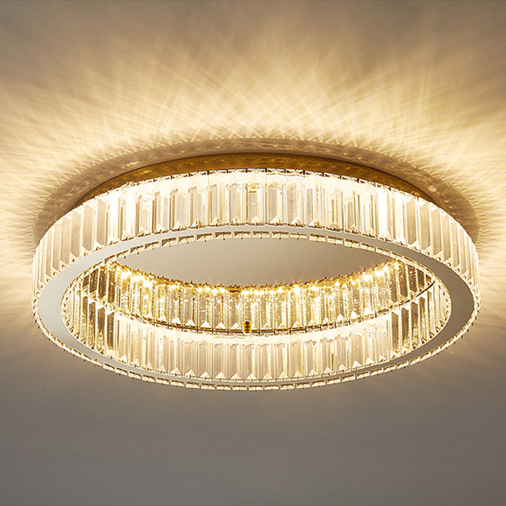 Elegant Round Crystal Ceiling Light with Gold Finish