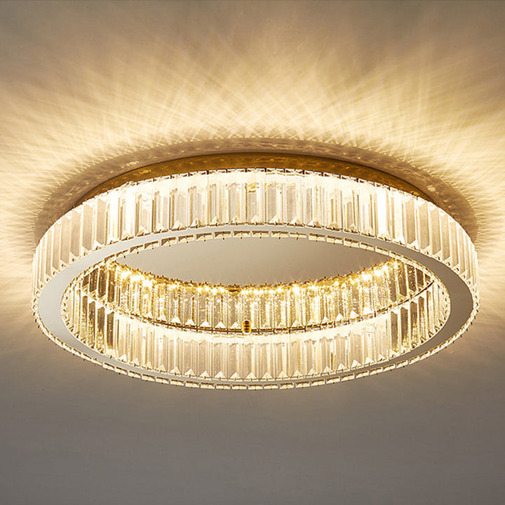 Elegant Round Crystal Ceiling Light with Gold Finish