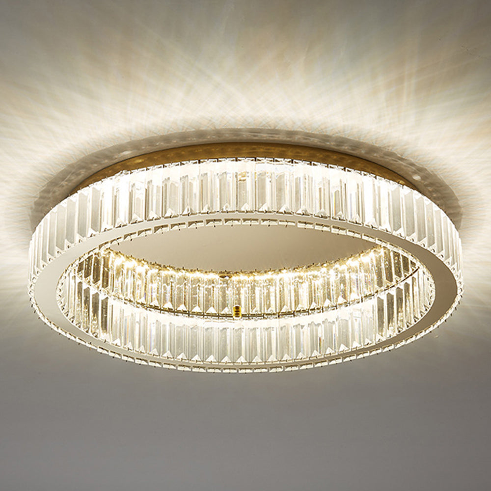 Elegant Round Crystal Ceiling Light with Gold Finish
