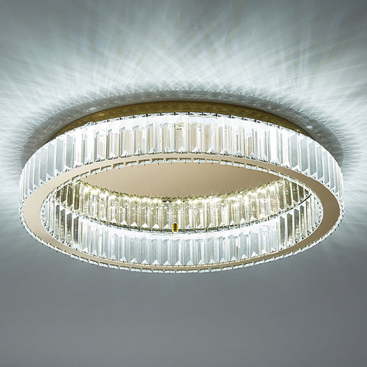 Elegant Round Crystal Ceiling Light with Gold Finish