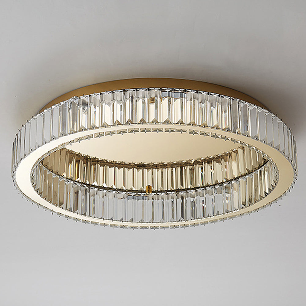 Elegant Round Crystal Ceiling Light with Gold Finish