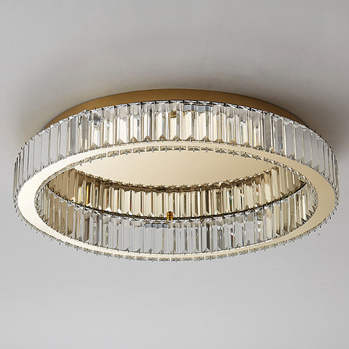 Elegant Round Crystal Ceiling Light with Gold Finish