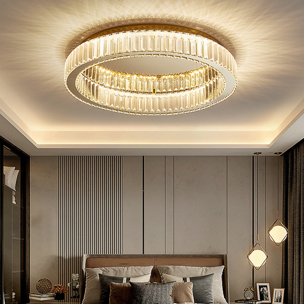 Elegant Round Crystal Ceiling Light with Gold Finish