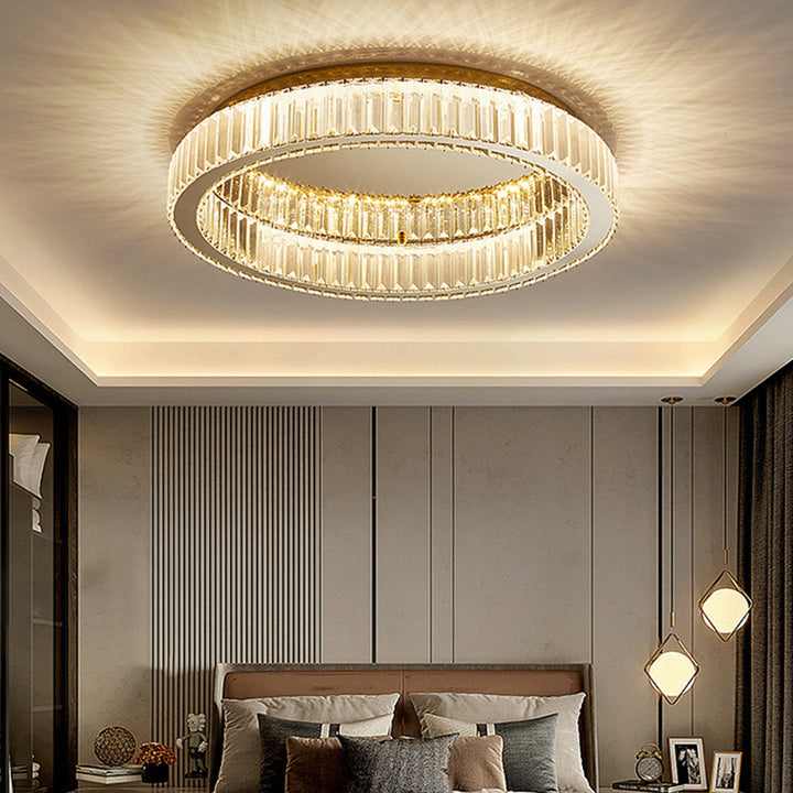 Elegant Round Crystal Ceiling Light with Gold Finish