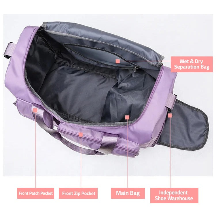 Multi-Pocket Travel Bag, Sports Duffle with Shoe Compartment-Orizon Depot