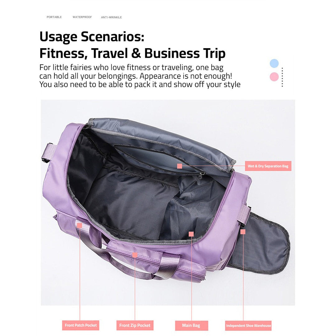 Multi-Pocket Travel Bag, Sports Duffle with Shoe Compartment-Orizon Depot