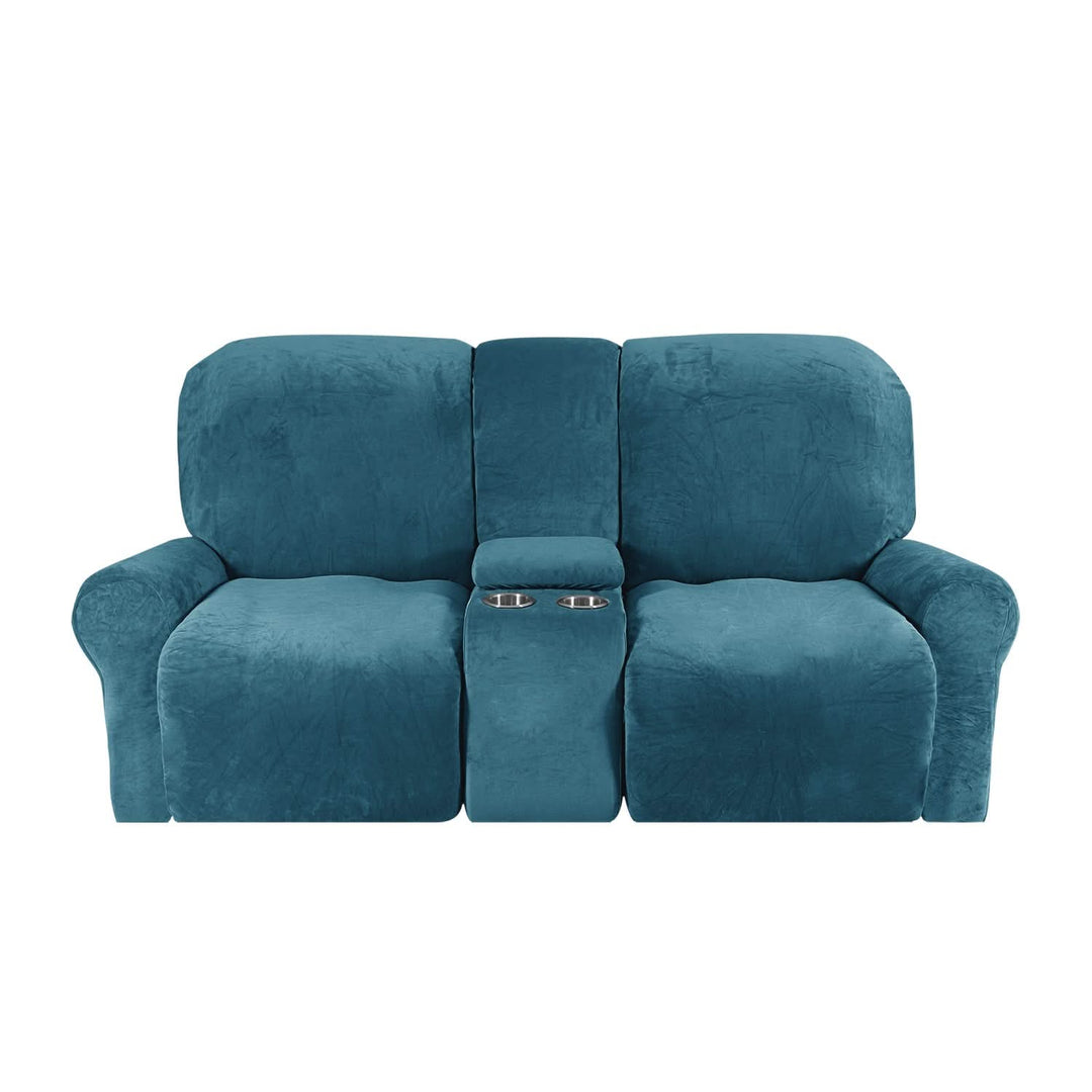 2-Seater Recliner Sofa Cover with Cup Holders – Velvet Plush-Orizon Depot