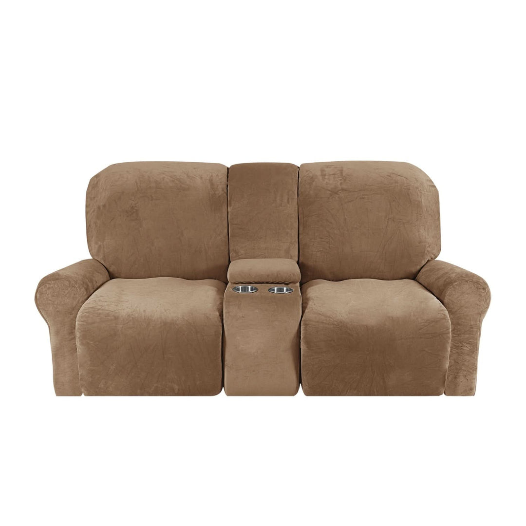 2-Seater Recliner Sofa Cover with Cup Holders – Velvet Plush-Orizon Depot
