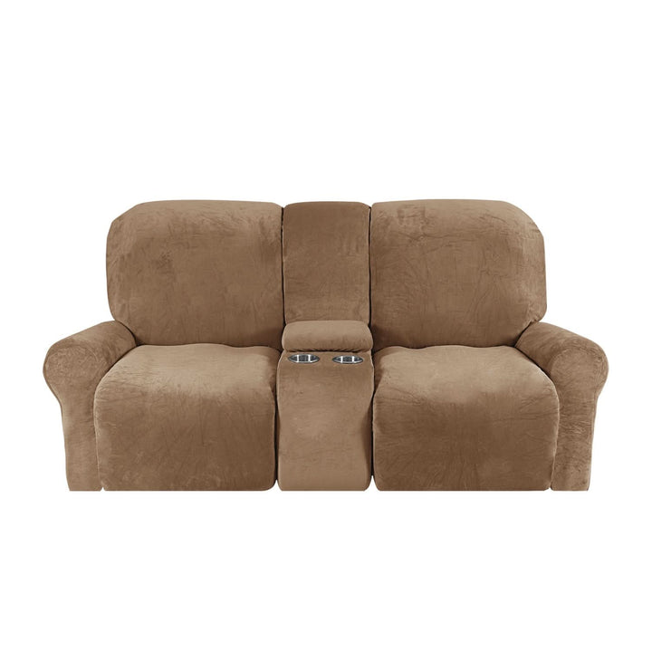 2-Seater Recliner Sofa Cover with Cup Holders – Velvet Plush-Orizon Depot