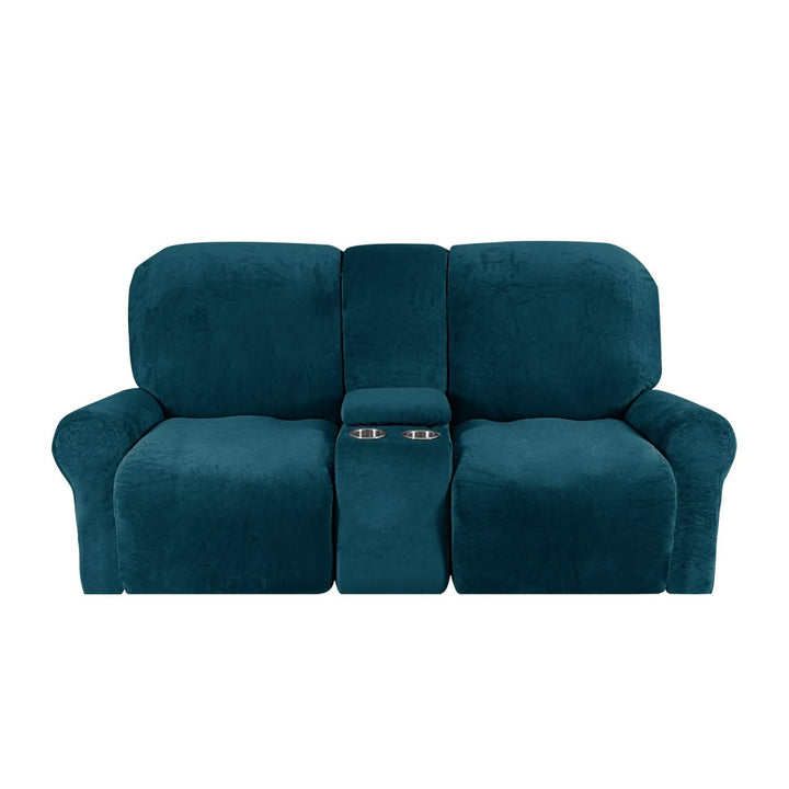 2-Seater Recliner Sofa Cover with Cup Holders – Velvet Plush-Orizon Depot
