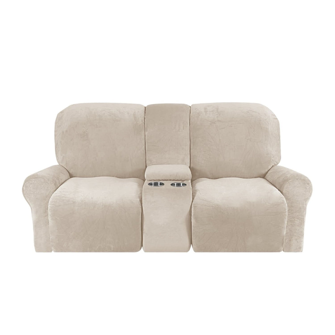 2-Seater Recliner Sofa Cover with Cup Holders – Velvet Plush-Orizon Depot