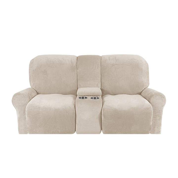 2-Seater Recliner Sofa Cover with Cup Holders – Velvet Plush-Orizon Depot