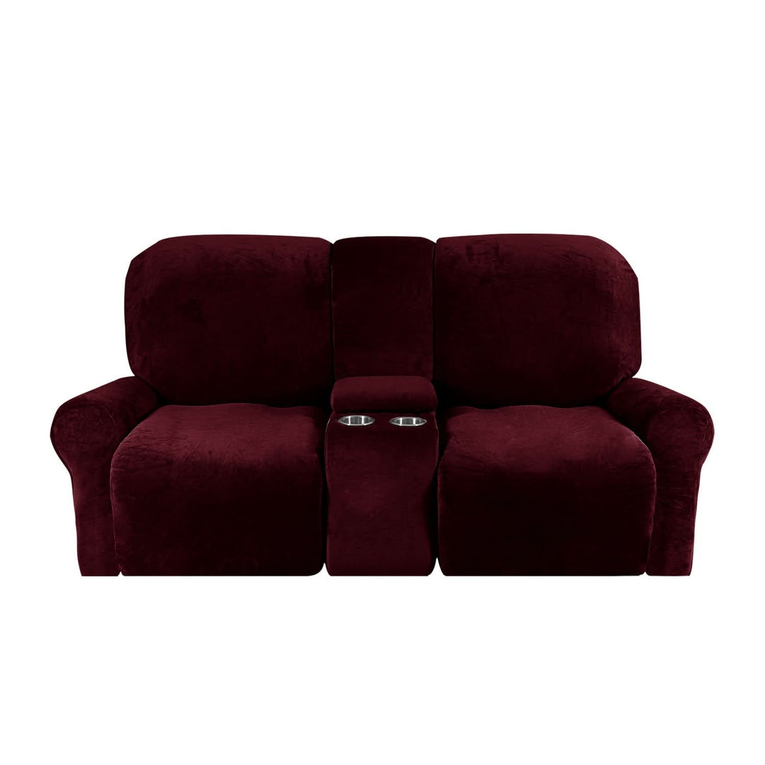 2-Seater Recliner Sofa Cover with Cup Holders – Velvet Plush-Orizon Depot