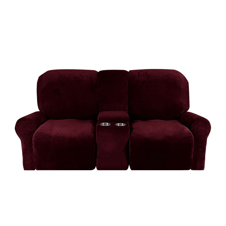 2-Seater Recliner Sofa Cover with Cup Holders – Velvet Plush-Orizon Depot