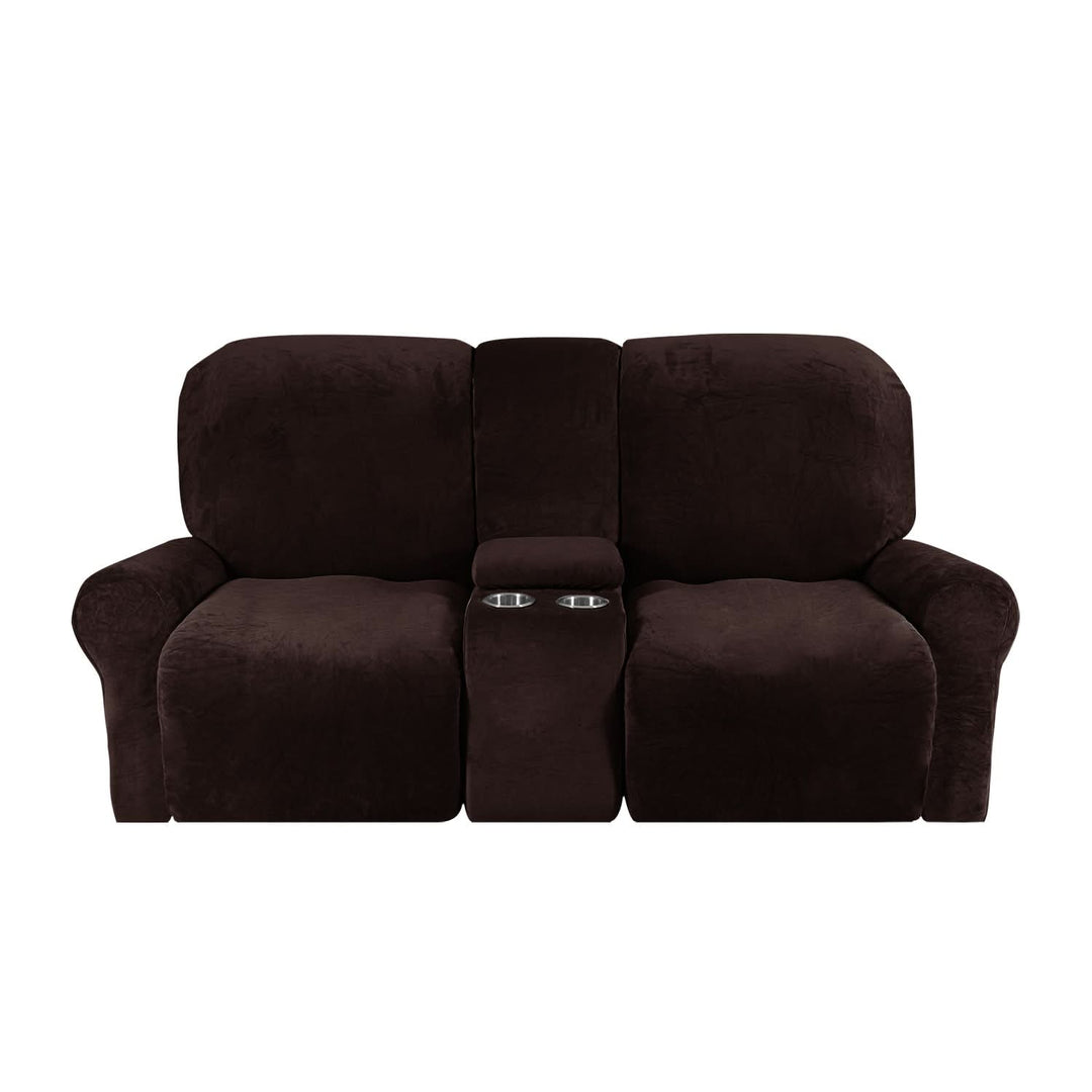 2-Seater Recliner Sofa Cover with Cup Holders – Velvet Plush-Orizon Depot