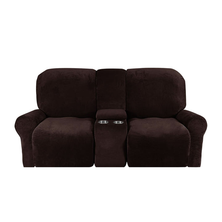2-Seater Recliner Sofa Cover with Cup Holders – Velvet Plush-Orizon Depot