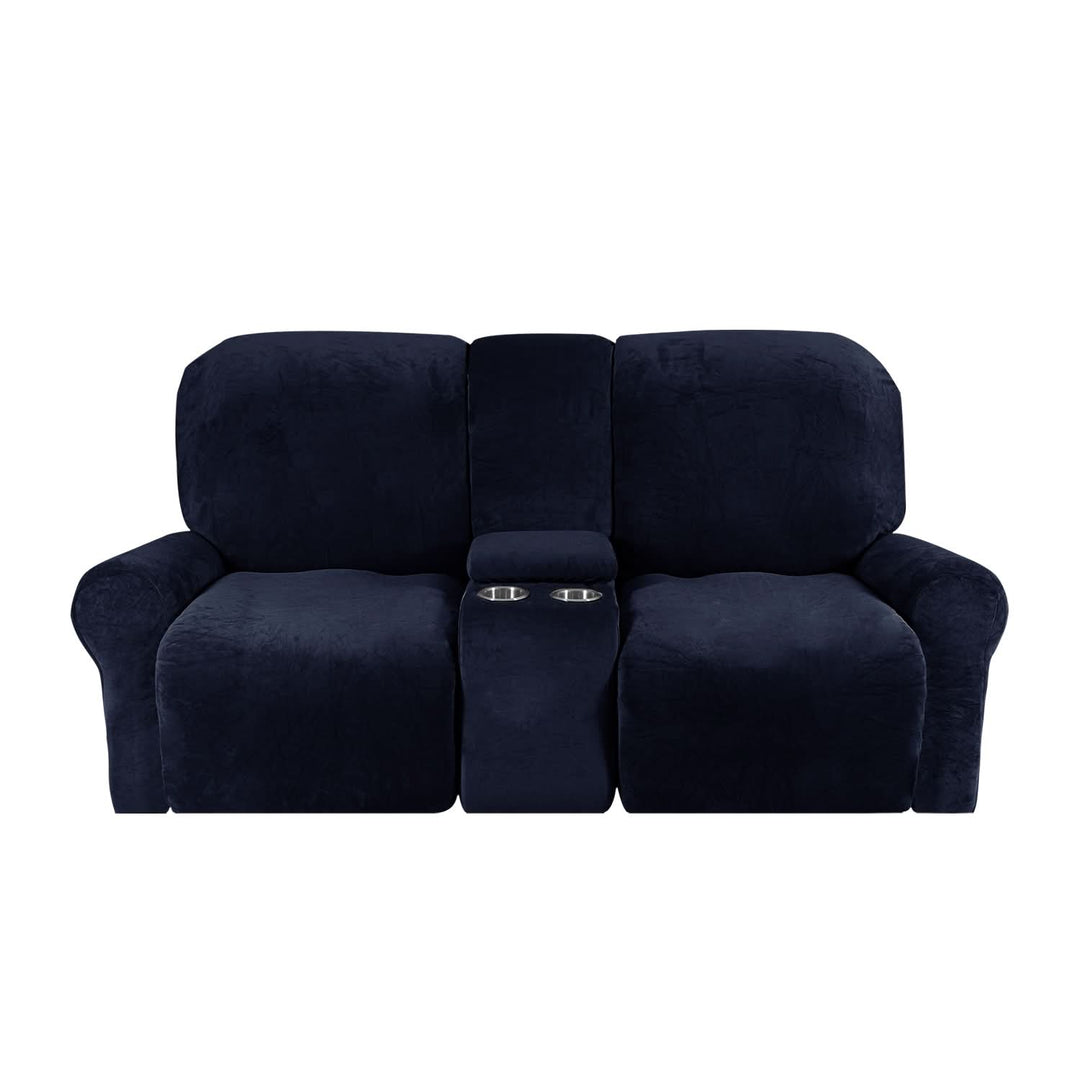 2-Seater Recliner Sofa Cover with Cup Holders – Velvet Plush-Orizon Depot