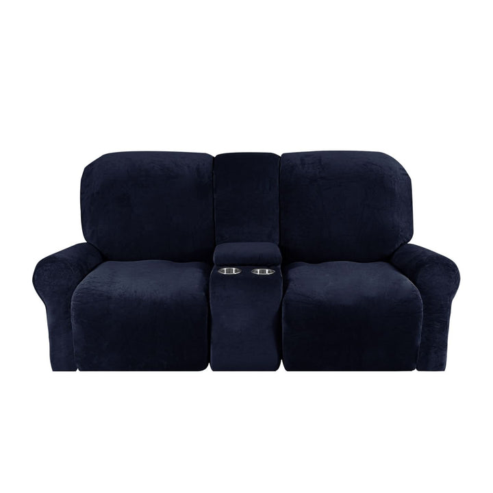 2-Seater Recliner Sofa Cover with Cup Holders – Velvet Plush-Orizon Depot