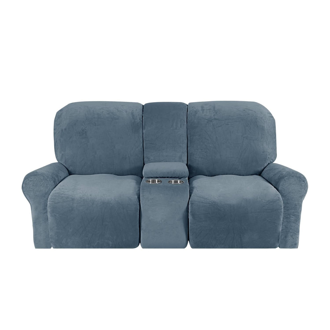 2-Seater Recliner Sofa Cover with Cup Holders – Velvet Plush-Orizon Depot
