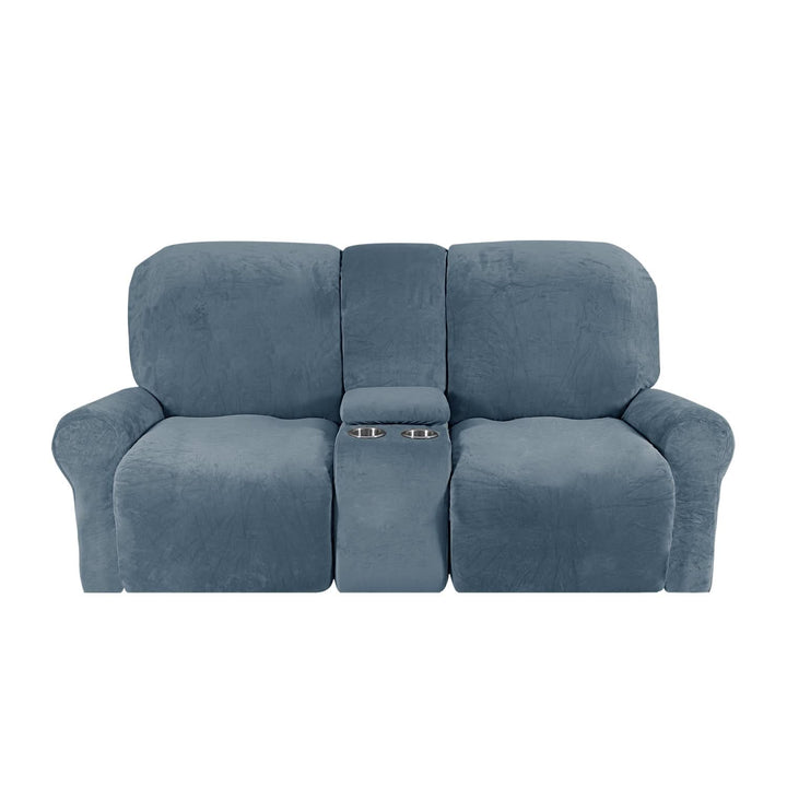 2-Seater Recliner Sofa Cover with Cup Holders – Velvet Plush-Orizon Depot