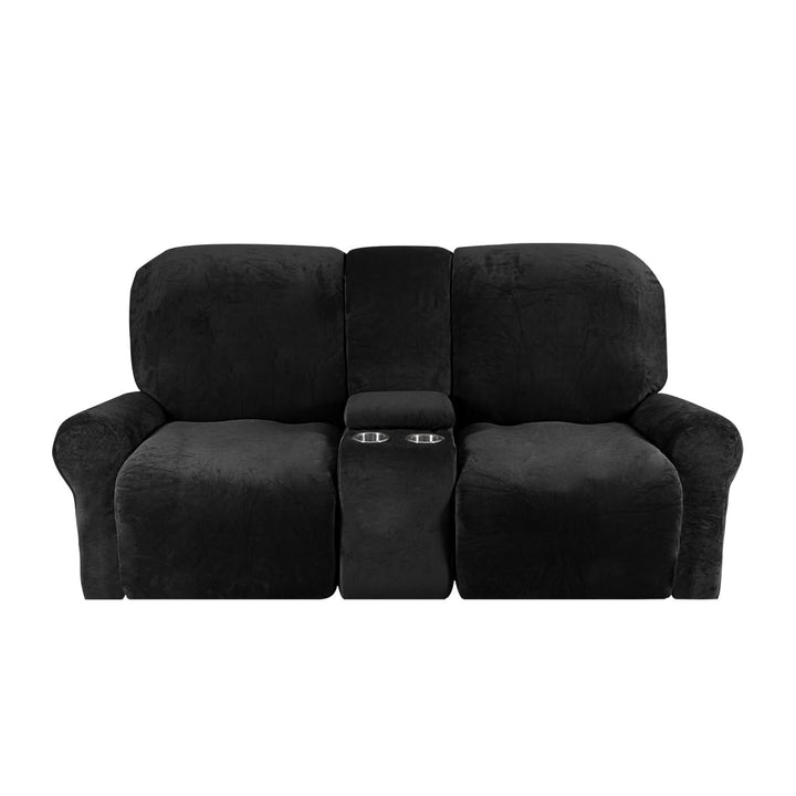 2-Seater Recliner Sofa Cover with Cup Holders – Velvet Plush-Orizon Depot