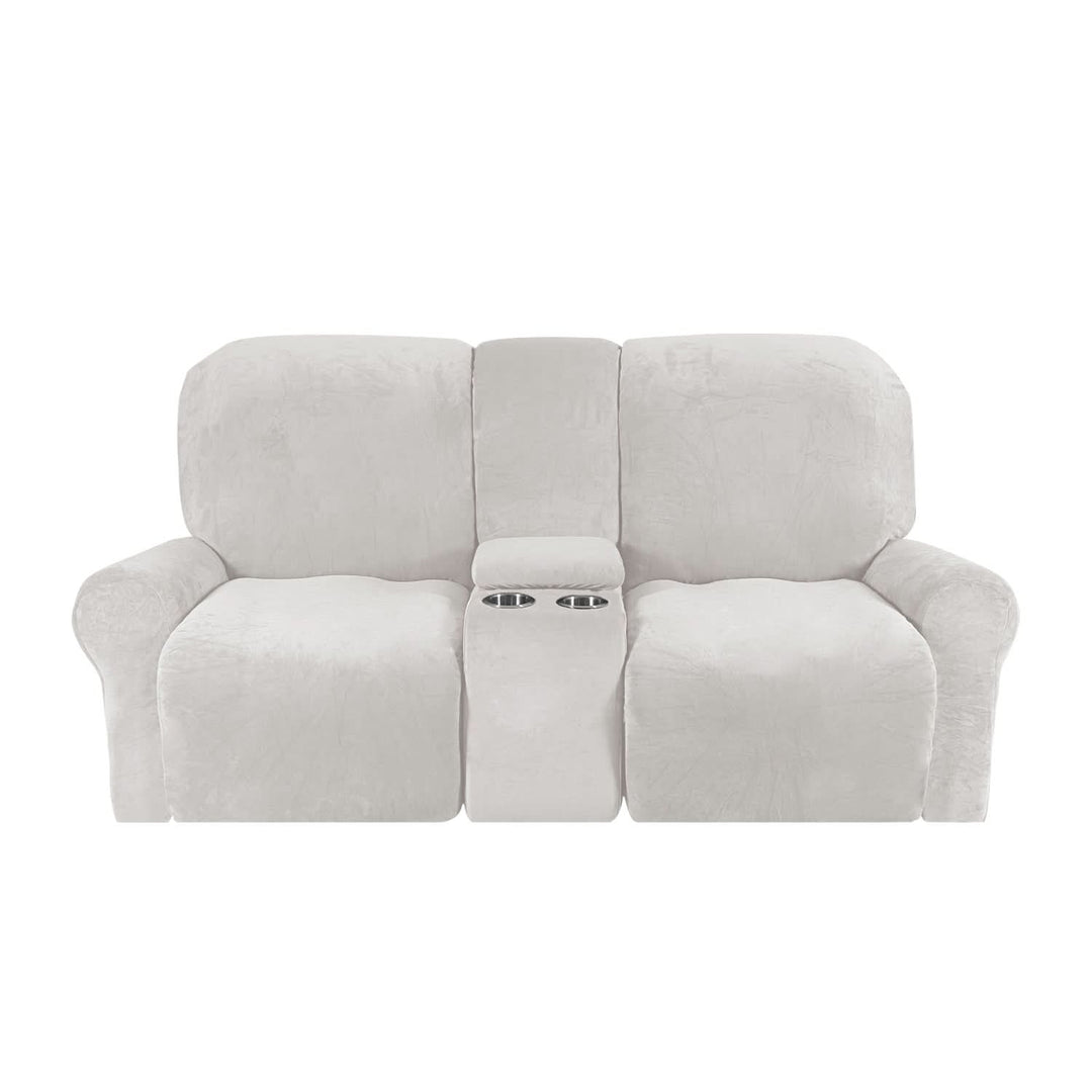 2-Seater Recliner Sofa Cover with Cup Holders – Velvet Plush-Orizon Depot