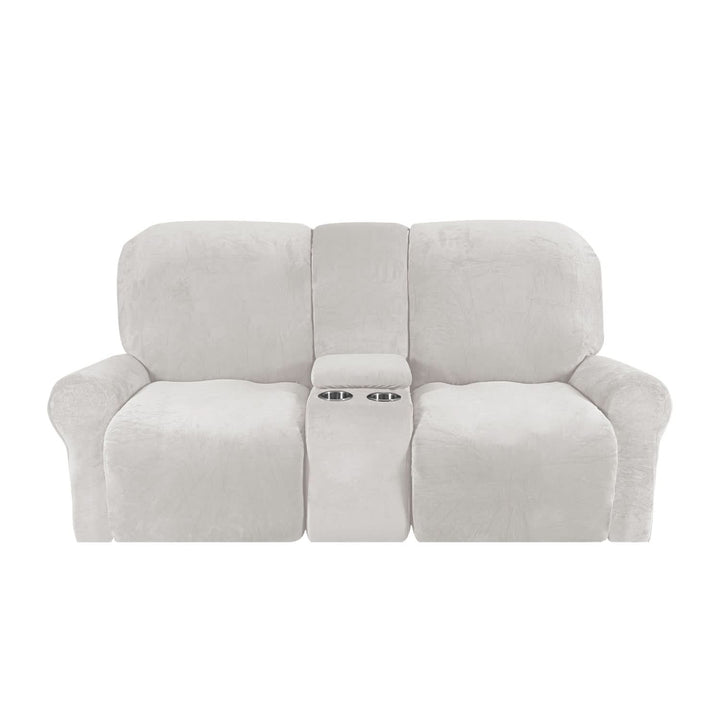 2-Seater Recliner Sofa Cover with Cup Holders – Velvet Plush-Orizon Depot