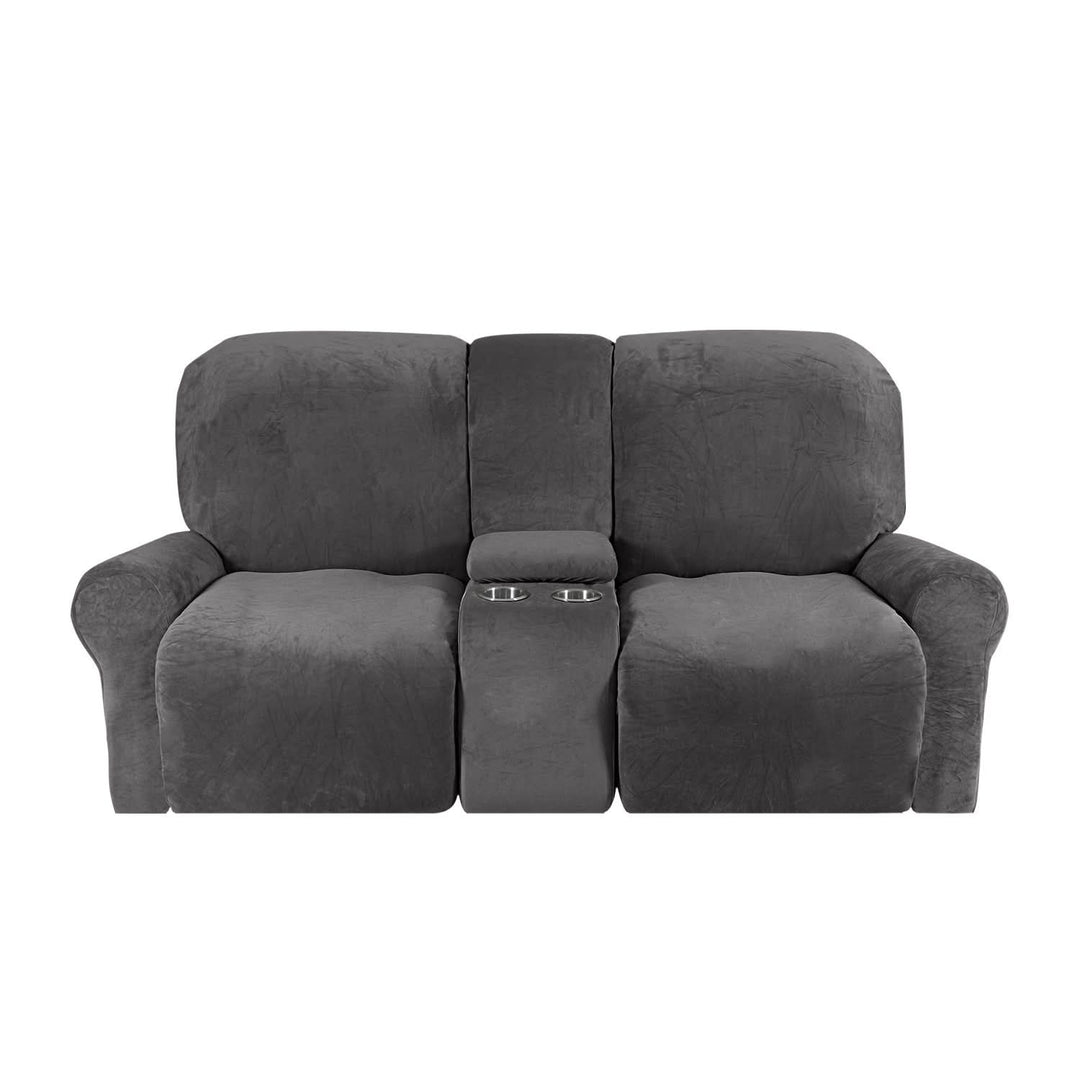 2-Seater Recliner Sofa Cover with Cup Holders – Velvet Plush-Orizon Depot