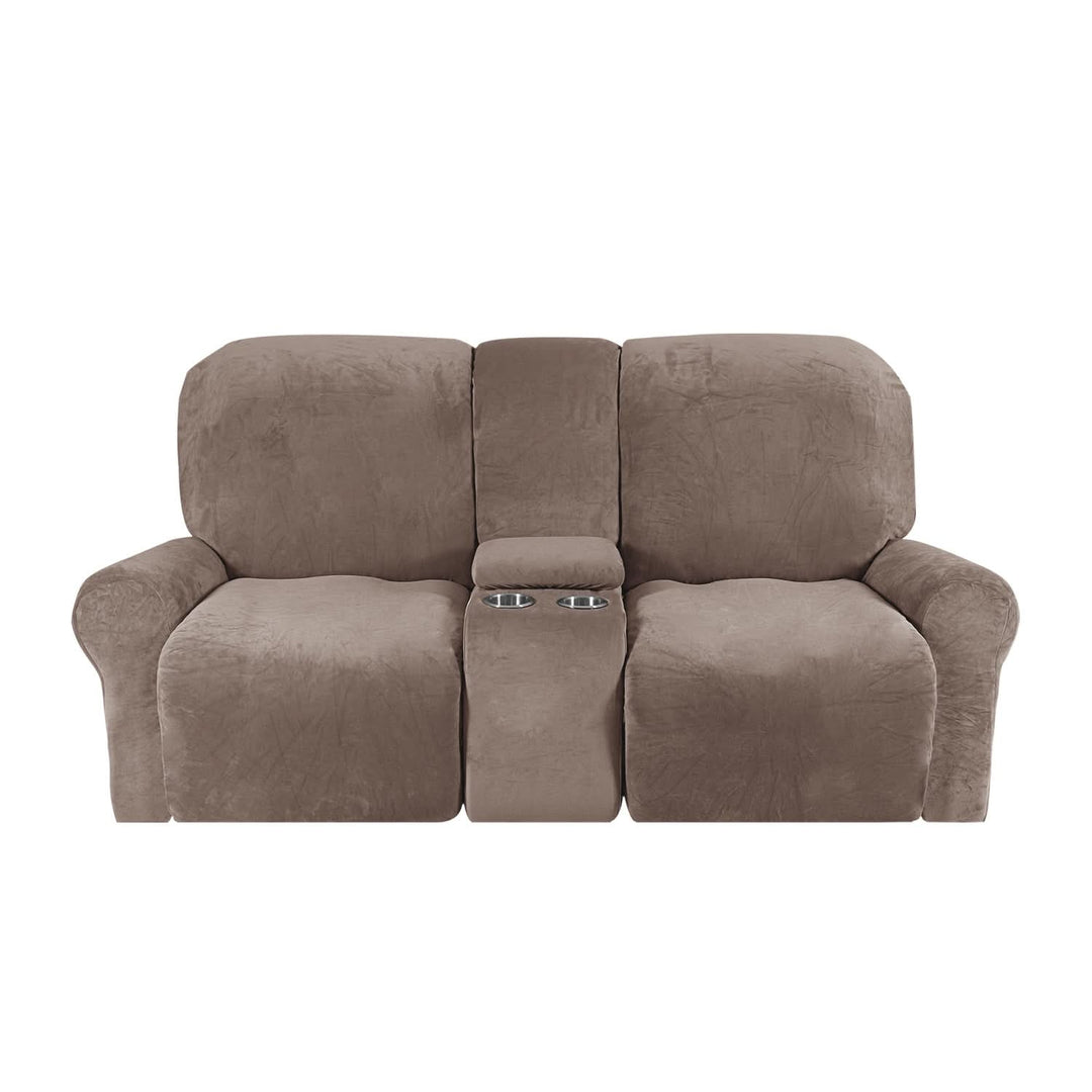 2-Seater Recliner Sofa Cover with Cup Holders – Velvet Plush-Orizon Depot