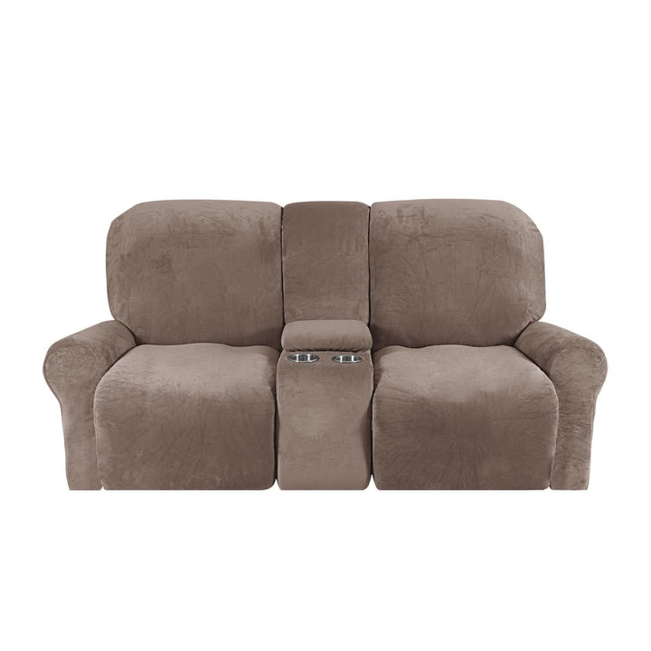 2-Seater Recliner Sofa Cover with Cup Holders – Velvet Plush-Orizon Depot