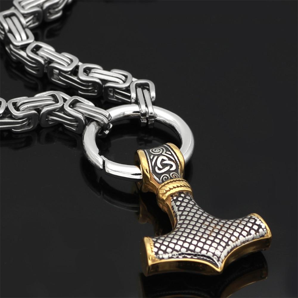 Stainless Steel Double Wolf Head & Mjolnir Survival Spirit Necklace/Bracelet-Orizon Depot