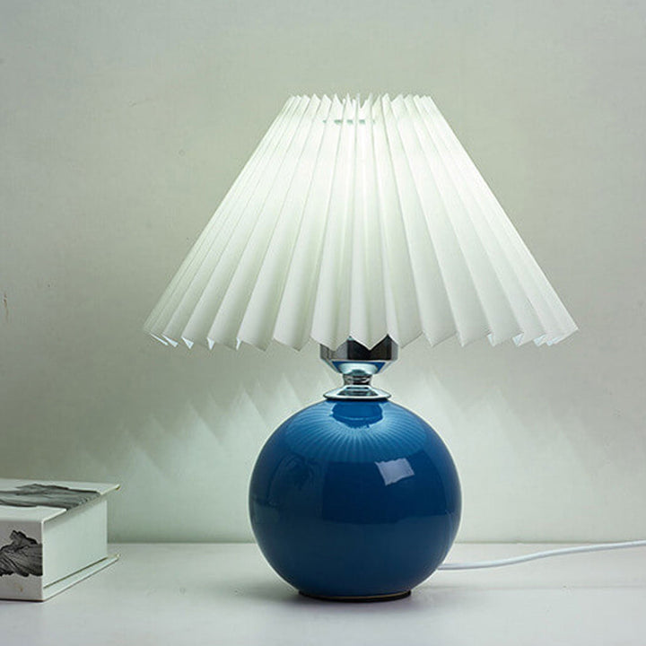 Nordic Minimalist Ceramic Table Lamp Pleated Shade 1-Light-Orizon Depot