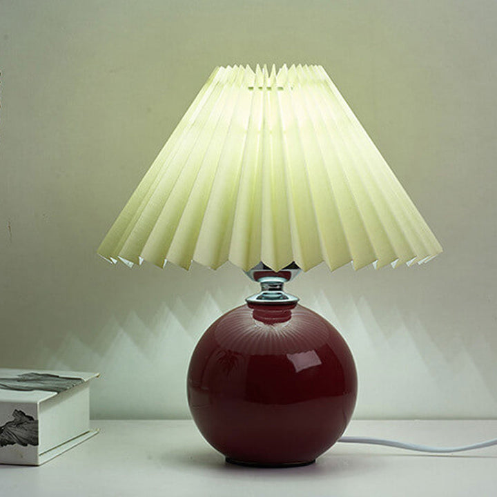 Nordic Minimalist Ceramic Table Lamp Pleated Shade 1-Light-Orizon Depot