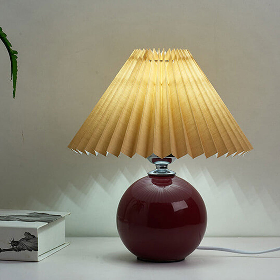 Nordic Minimalist Ceramic Table Lamp Pleated Shade 1-Light-Orizon Depot