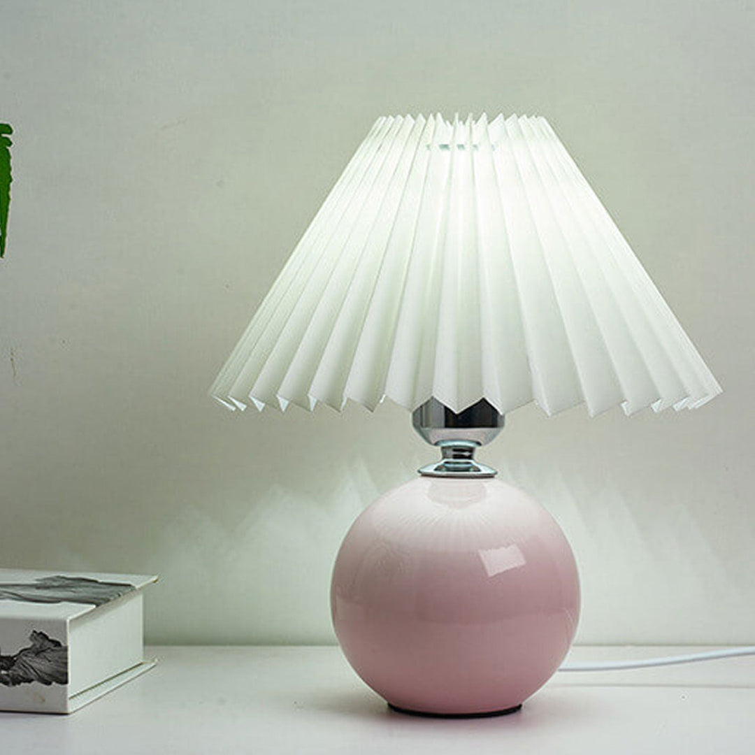 Nordic Minimalist Ceramic Table Lamp Pleated Shade 1-Light-Orizon Depot