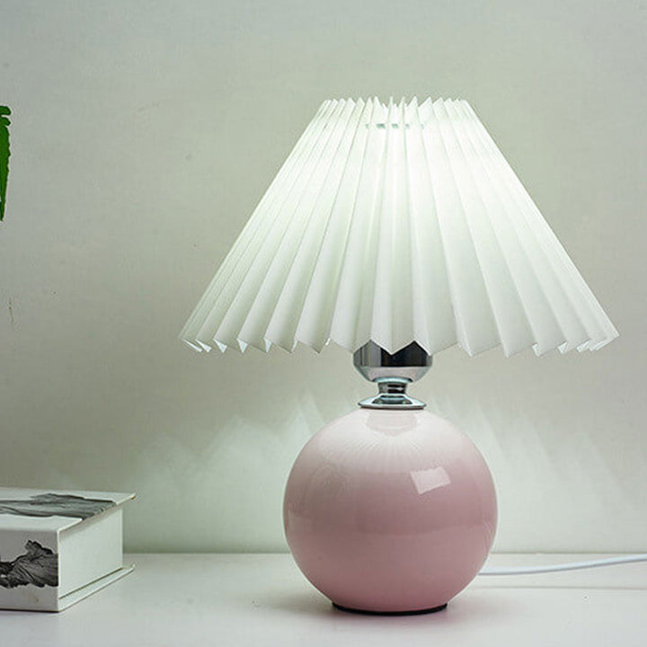 Nordic Minimalist Ceramic Table Lamp Pleated Shade 1-Light-Orizon Depot