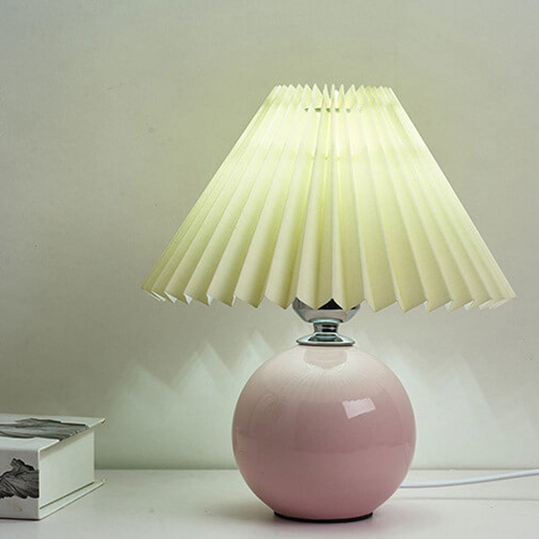 Nordic Minimalist Ceramic Table Lamp Pleated Shade 1-Light-Orizon Depot
