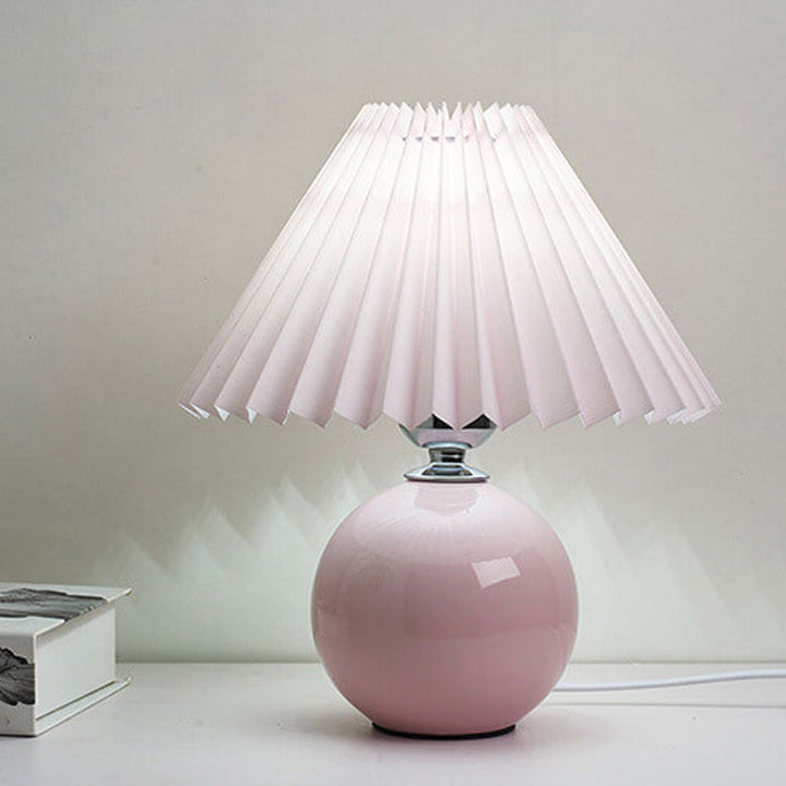 Nordic Minimalist Ceramic Table Lamp Pleated Shade 1-Light-Orizon Depot