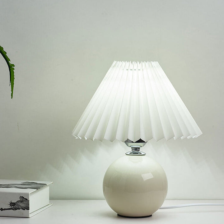 Nordic Minimalist Ceramic Table Lamp Pleated Shade 1-Light-Orizon Depot