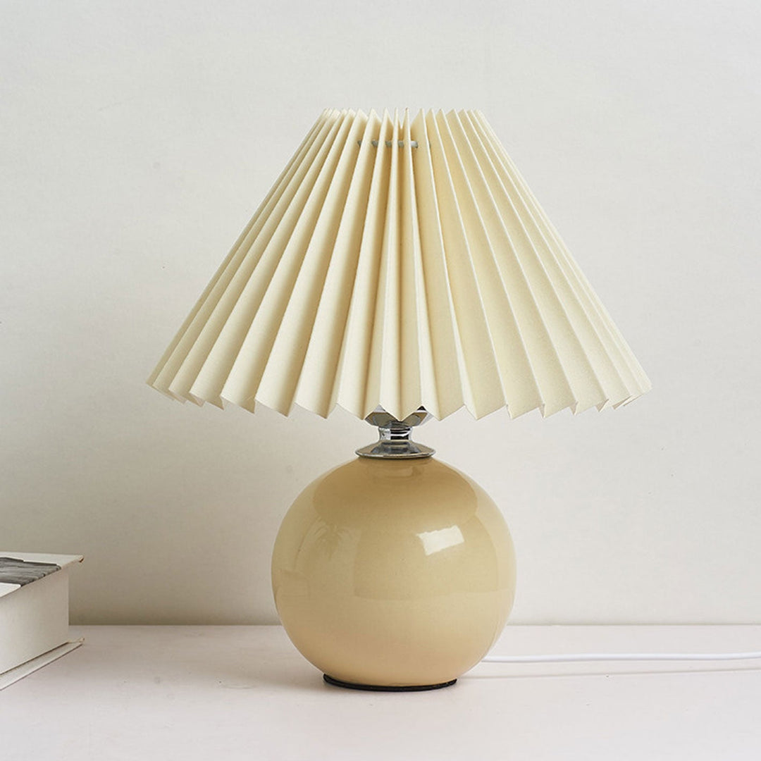 Nordic Minimalist Ceramic Table Lamp Pleated Shade 1-Light-Orizon Depot